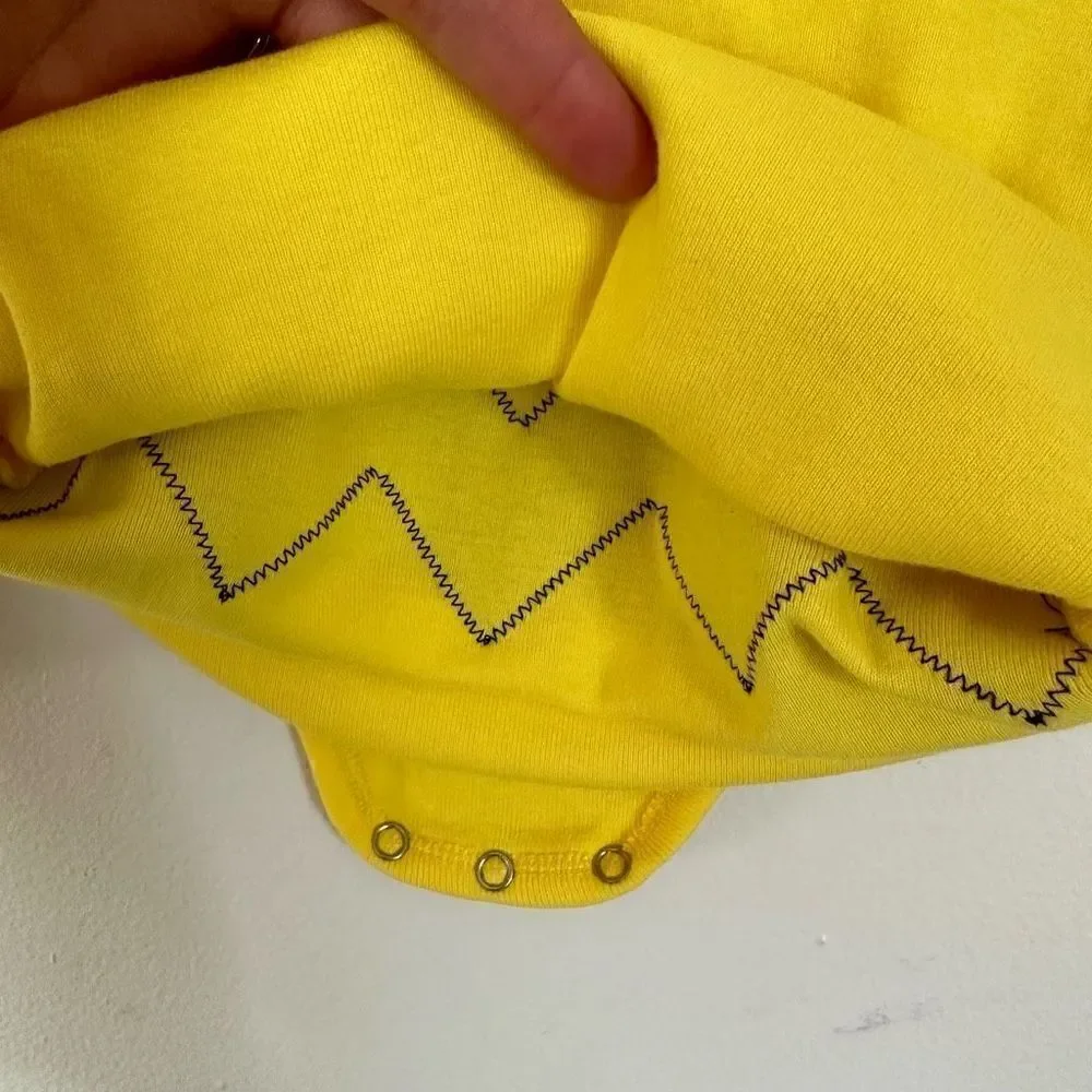 Primary Gender Neutral Baby Charlie Brown Handmade Yellow Long sleeve Onesie